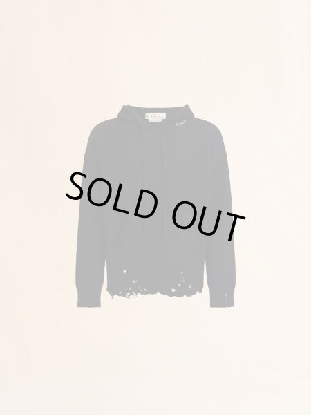 画像1: MARNI ブラック ディシェベルド調コットンフーディー、マルニシンボル刺繍入り (1)