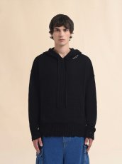 画像2: MARNI ブラック ディシェベルド調コットンフーディー、マルニシンボル刺繍入り (2)
