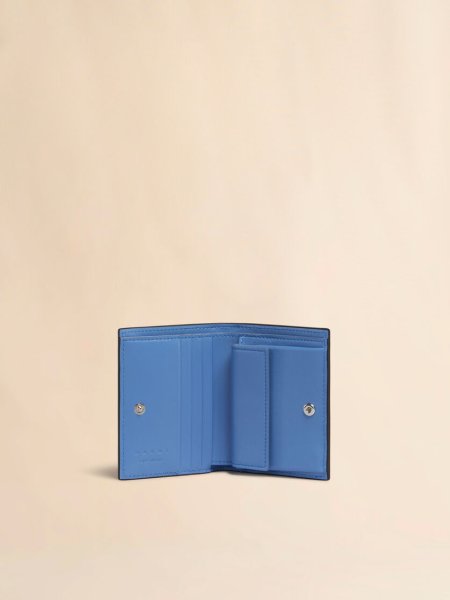 画像3: MARNI ブラウン レザー製 二つ折りウォレット、マルニメンディング刺繍入り (3)
