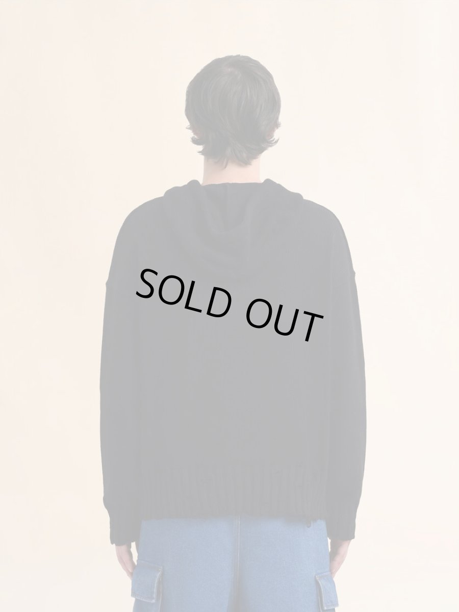 画像3: MARNI ブラック ディシェベルド調コットンフーディー、マルニシンボル刺繍入り (3)