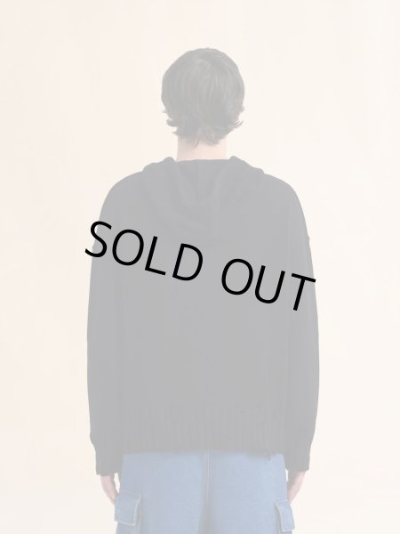 画像3: MARNI ブラック ディシェベルド調コットンフーディー、マルニシンボル刺繍入り (3)