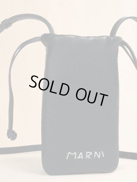 画像3: MARNI ブラック レザー製ドローストリング付きスマホホルダー、マルニメンディング入り (3)