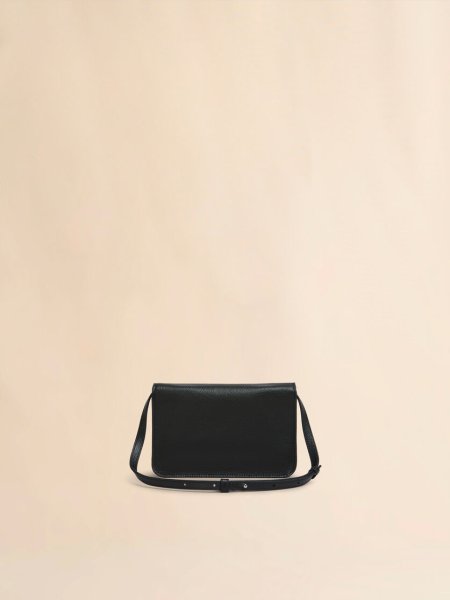 画像2: MARNI ブラック レザーショルダーバッグ、マルニメンディング刺繍入り (2)