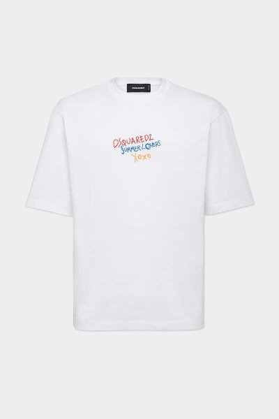 画像1: DSQUARED2 Summer Lovers Loose Fit Embroidered T-Shirt (1)