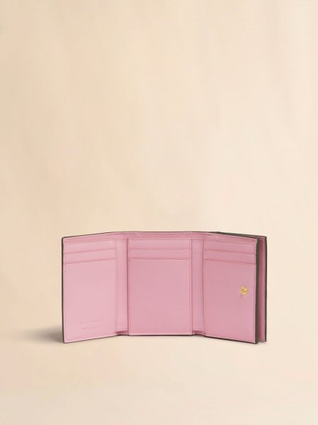 画像4: MARNI ディープグリーン レザー製 三つ折りウォレット、マルニシンボルロゴ入り (4)