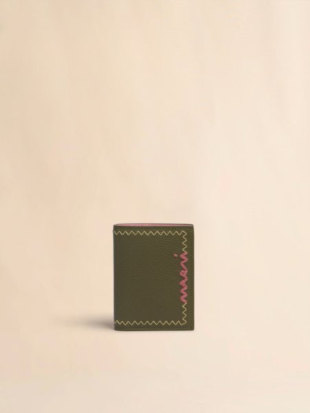 画像1: MARNI ディープグリーン 二つ折りウォレット、マルニシンボル刺繍入り (1)