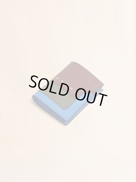 画像3: MARNI バーガンディ ディープグリーン ブルー サフィアーノレザー製二つ折りウォレット (3)