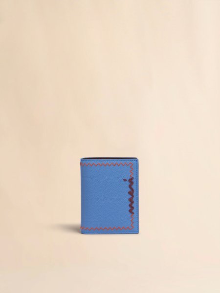 画像1: MARNI ライトブルー 二つ折りウォレット、マルニシンボル刺繍入り (1)