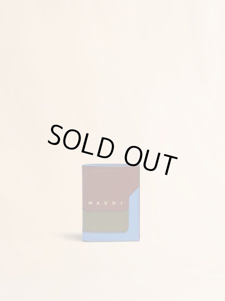 画像1: MARNI バーガンディ ディープグリーン ブルー サフィアーノレザー製二つ折りウォレット (1)