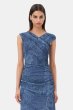 画像2: GANNI ガニー Blue Mesh Ruched Dress (2)