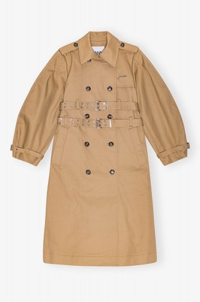 画像5: GANNI ガニー Camel Bonded Cotton Trench Coat (5)