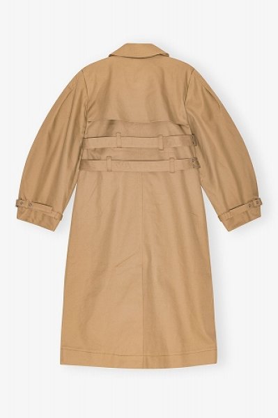 画像6: GANNI ガニー Camel Bonded Cotton Trench Coat (6)