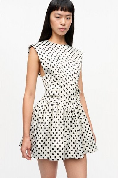 画像6: GANNI ガニー Polka-Dot Satin Corset Mini Dress (6)