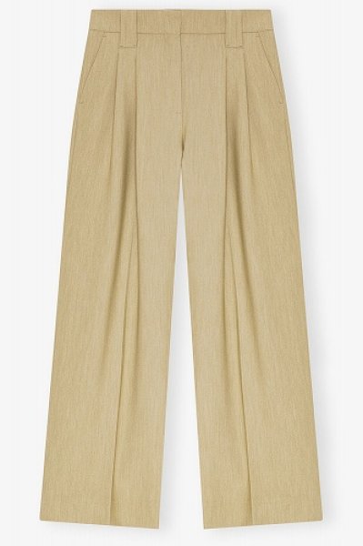 画像1: GANNI ガニー Beige Twill Suiting Mid Waist Trousers (1)