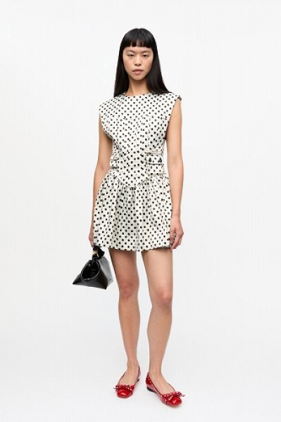 画像1: GANNI ガニー Polka-Dot Satin Corset Mini Dress (1)