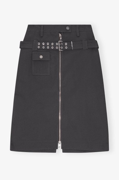 画像1: GANNI ガニー Black Heavy Twill Midi Skirt (1)