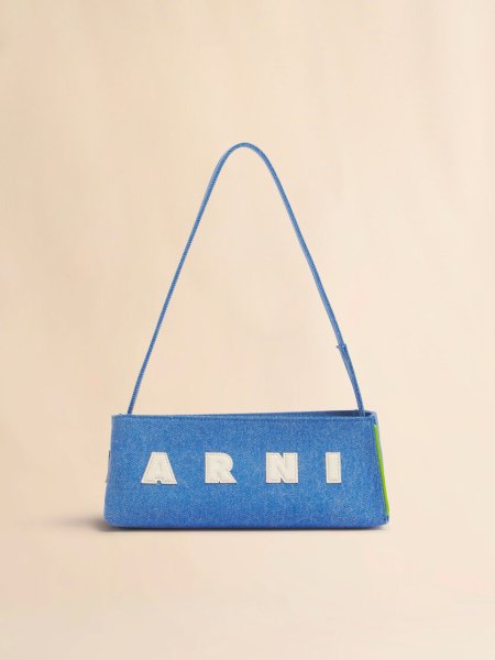 画像1: MARNI マルニ  ブルー デニム Museo バゲットバッグ (1)