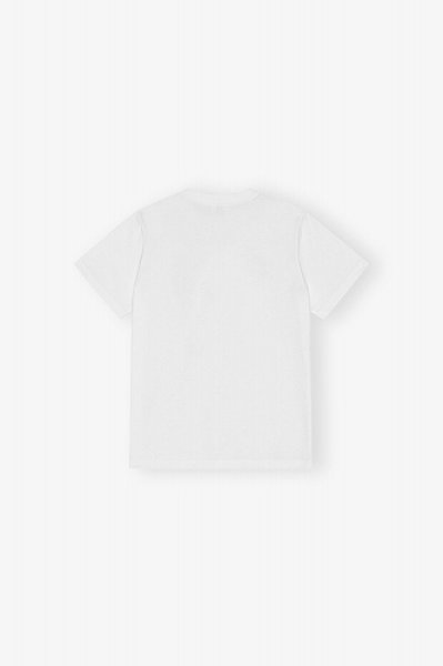 画像2: GANNI ガニー White Basic Cotton Jersey Teddy Relaxed T-shirt (2)