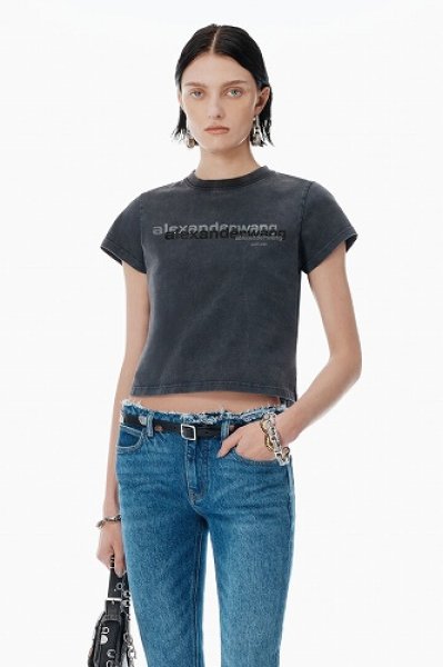 画像1: alexanderwang　シュランク ディストレストロゴ tシャツ (1)