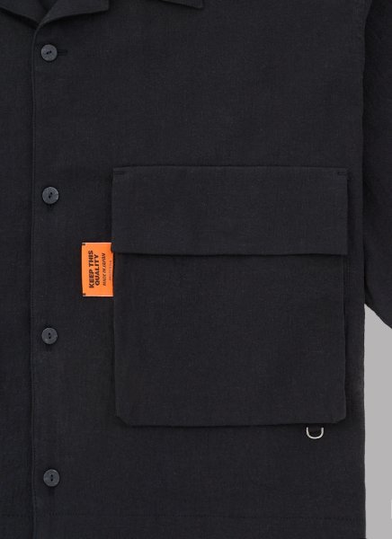 画像3: ALWAYS OUT OF STOCK　LINEN COMBINATION OPEN COLLAR SHIRT (3)