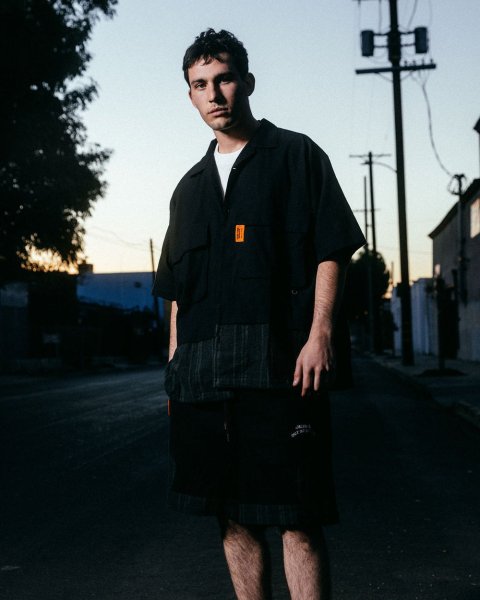 画像7: ALWAYS OUT OF STOCK　LINEN COMBINATION OPEN COLLAR SHIRT (7)