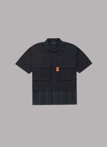 画像1: ALWAYS OUT OF STOCK　LINEN COMBINATION OPEN COLLAR SHIRT (1)