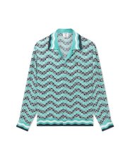 画像1: CASABLANCA　Monogram Wave Long-Sleeve Silk Shirt (1)