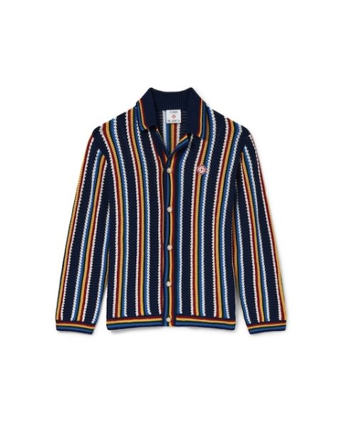 画像1: CASABLANCA　Crochet Long-Sleeve Stripe Shirt (1)