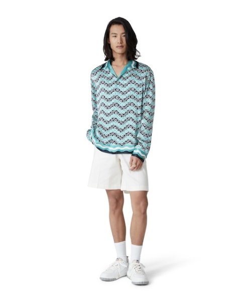 画像2: CASABLANCA　Monogram Wave Long-Sleeve Silk Shirt (2)