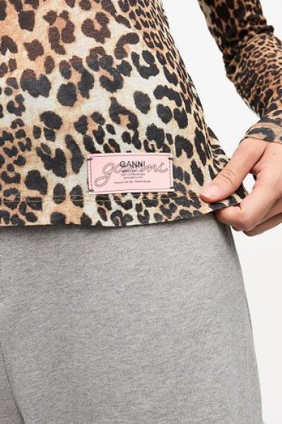 画像6: GANNI ガニー Leopard Printed Mesh Long Sleeve Blouse (6)
