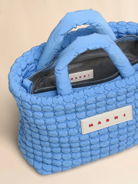 画像3: MARNI マルニ ブルー  Puff スモールトートバッグ (3)