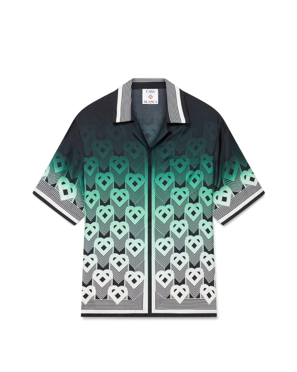 画像1: CASABLANCA Gradient Monogram Short-Sleeve Silk Shirt (1)