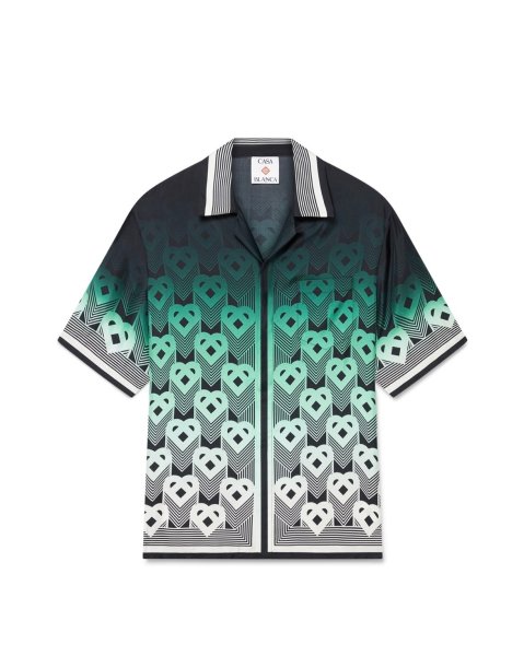画像1: CASABLANCA Gradient Monogram Short-Sleeve Silk Shirt (1)