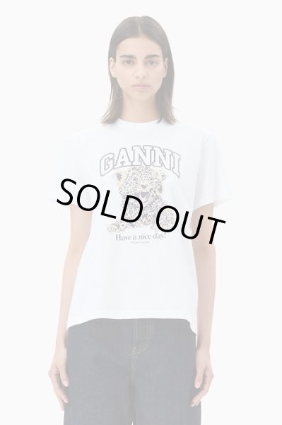 画像3: GANNI ガニー White Basic Jersey Leopard Relaxed T-shirt (3)
