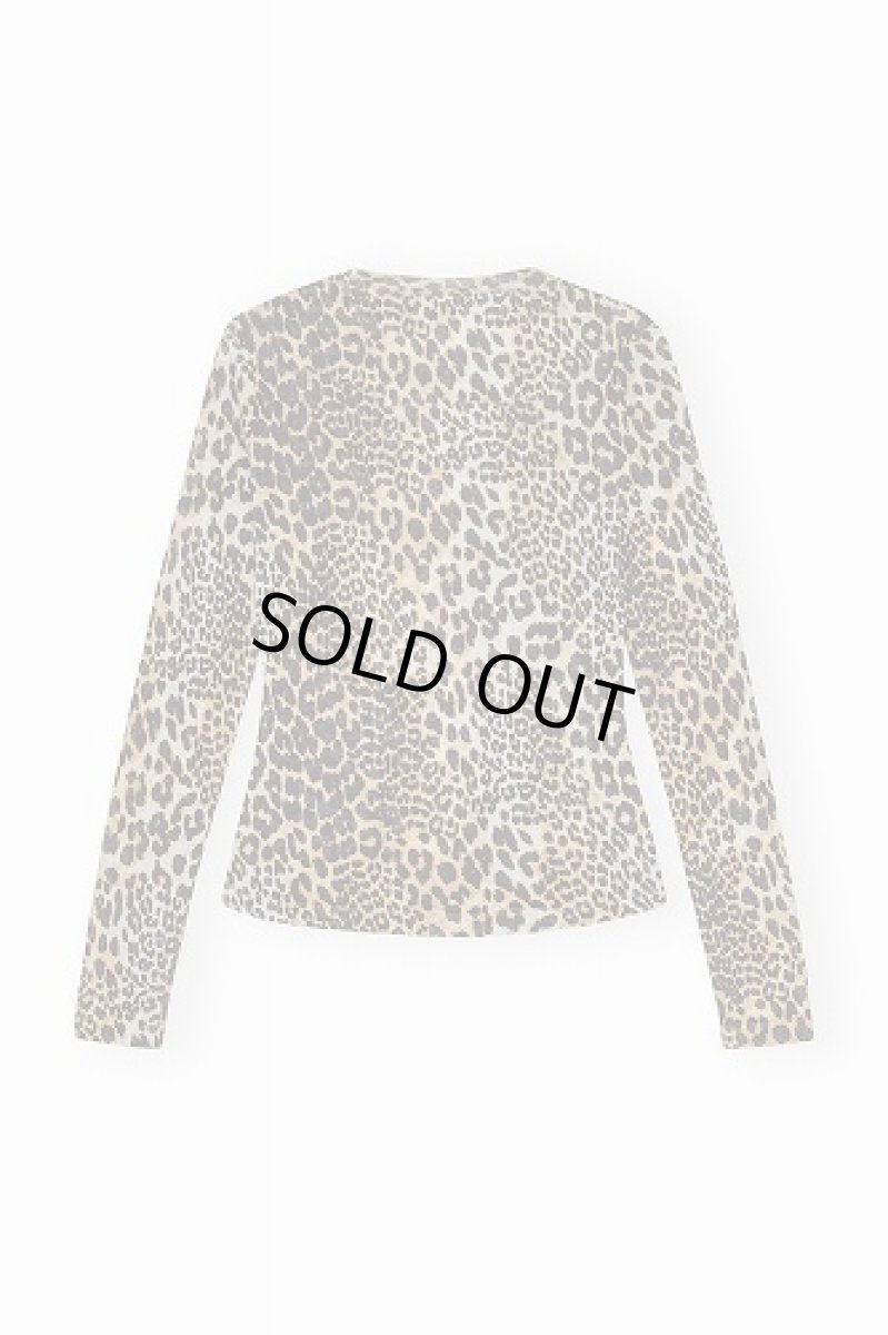 画像2: GANNI ガニー Leopard Printed Mesh Long Sleeve Blouse (2)