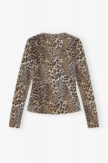 画像2: GANNI ガニー Leopard Printed Mesh Long Sleeve Blouse (2)