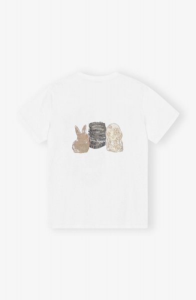 【関税＆送料込み】Ganni 'Animal Print' T-Shirt Bright White White Animal Print T-shirt | GANNI CA