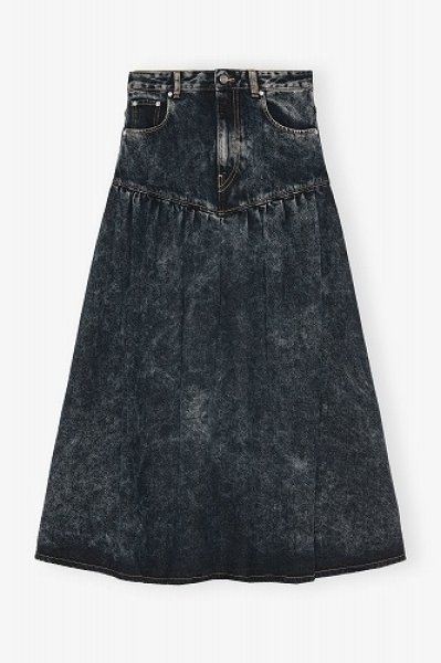 画像1: GANNI ガニー Black Washed Denim Skirt (1)