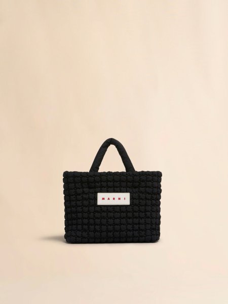 画像1: MARNI マルニ  ブラック Puff スモールトートバッグ (1)