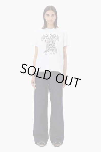 画像4: GANNI ガニー White Basic Jersey Leopard Relaxed T-shirt (4)