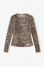 画像1: GANNI ガニー Leopard Printed Mesh Long Sleeve Blouse (1)