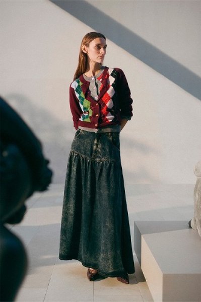 画像2: GANNI ガニー Black Washed Denim Skirt (2)