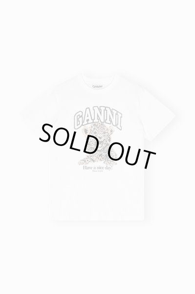 画像1: GANNI ガニー White Basic Jersey Leopard Relaxed T-shirt (1)