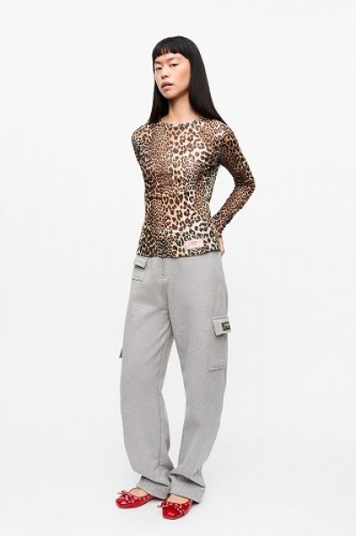 画像5: GANNI ガニー Leopard Printed Mesh Long Sleeve Blouse (5)