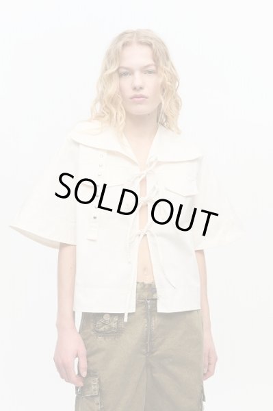 画像4: GANNI ガニー Ivory Stretch Cotton Blouse (4)