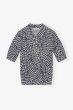 画像1: GANNI ガニー Black Sheer Cotton Printed Polo Shirt (1)