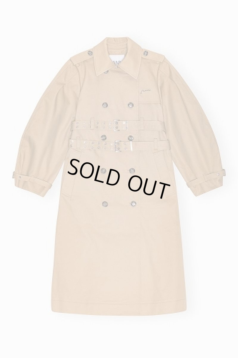 画像1: GANNI ガニー Camel Bonded Cotton Trench Coat (1)
