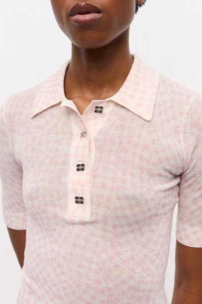 画像5: GANNI ガニー Sheer Cotton Printed Polo Shirt (5)