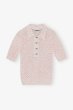 画像1: GANNI ガニー Black Sheer Cotton Printed Polo Shirt (1)