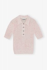 画像1: GANNI ガニー Sheer Cotton Printed Polo Shirt (1)